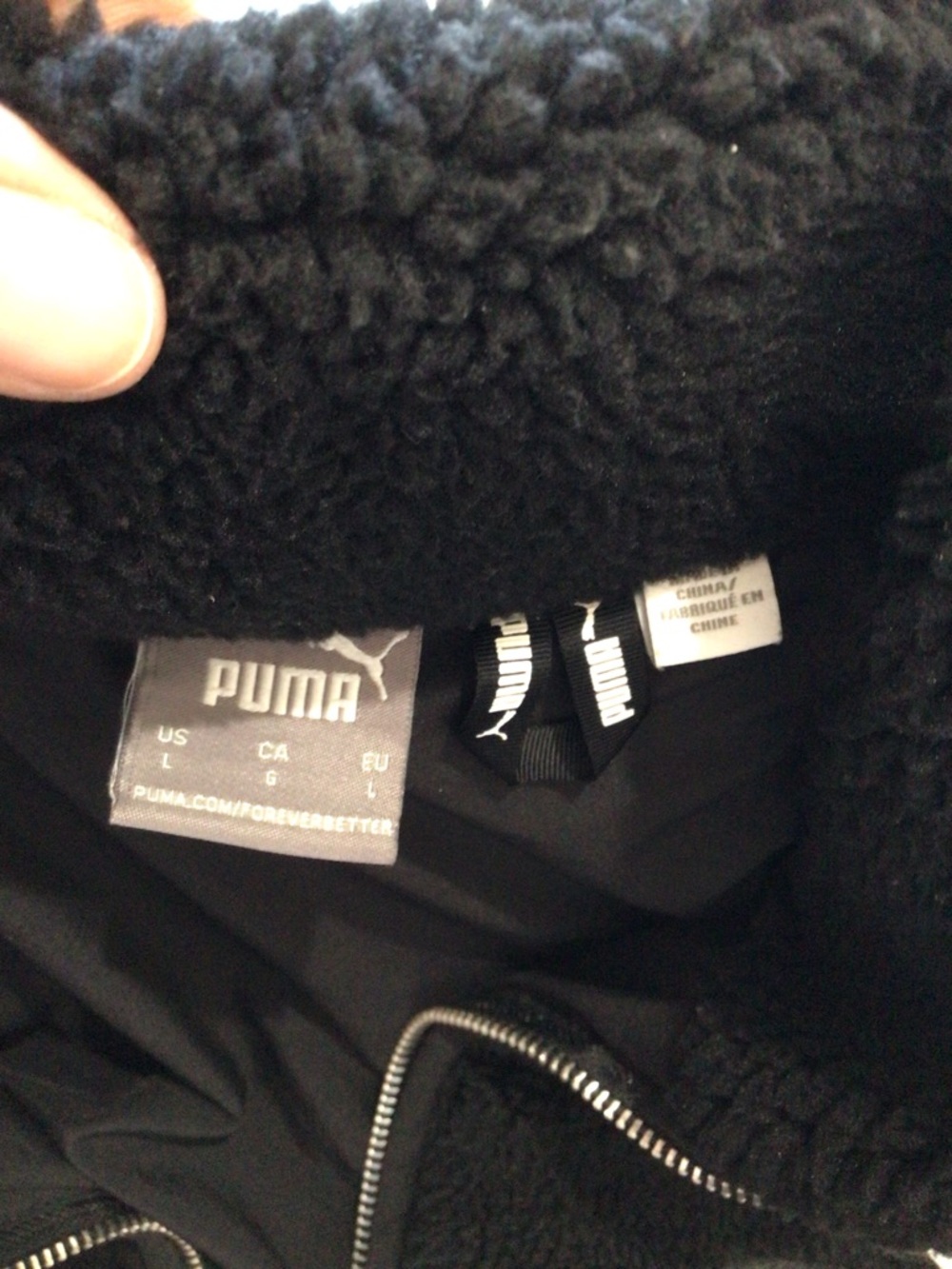 Puma Black Sherpa Panel Zip Jacket for Men Size Large - Picture 14 of 15
